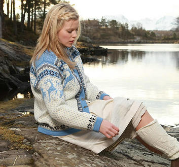 Kautokeino Cardigan - Ice blue & Off white