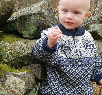 Dovre Sweater - Greyish blue & Off white